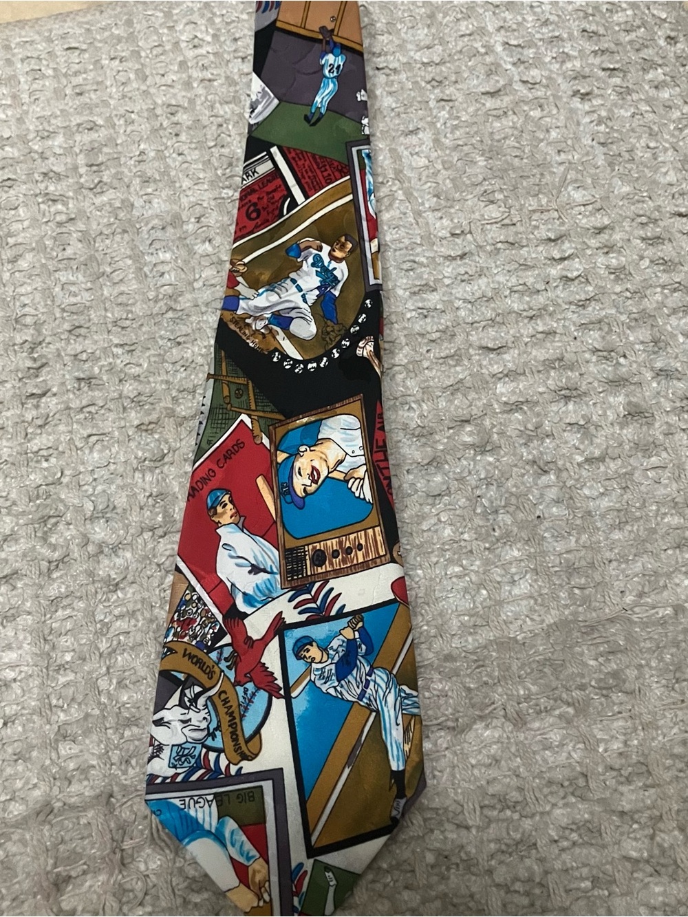 Vtg MLB Collection by Nicole Miller Baseball Theme 1991 Silk Neck Tie